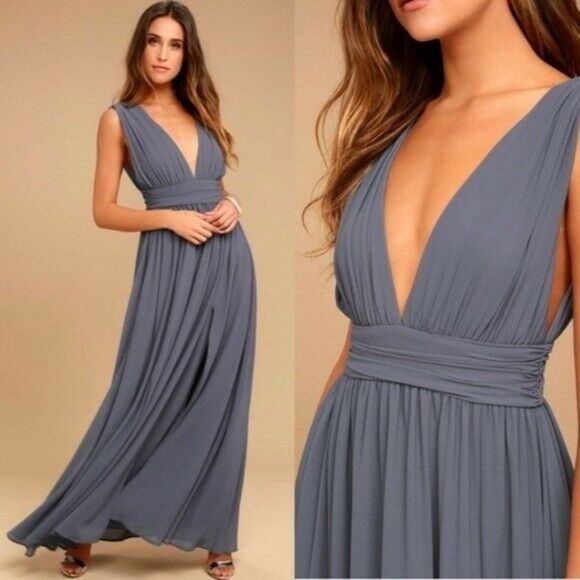 Lulu's Dress Denim Blue Heavenly Hues Maxi Dress - Picture 1 of 10